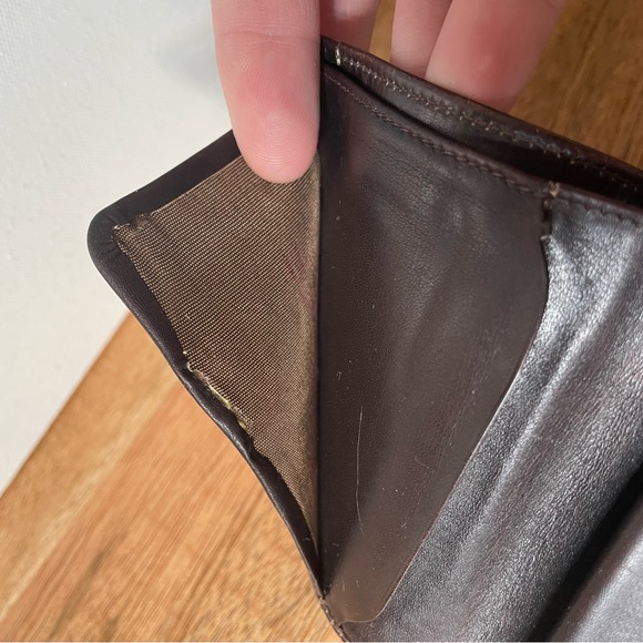 RARE Vintage GUCCI 70s Horseshoe Leather Slim Bi-fold Wallet Brown 925 Hardware - Picture 10 of 16